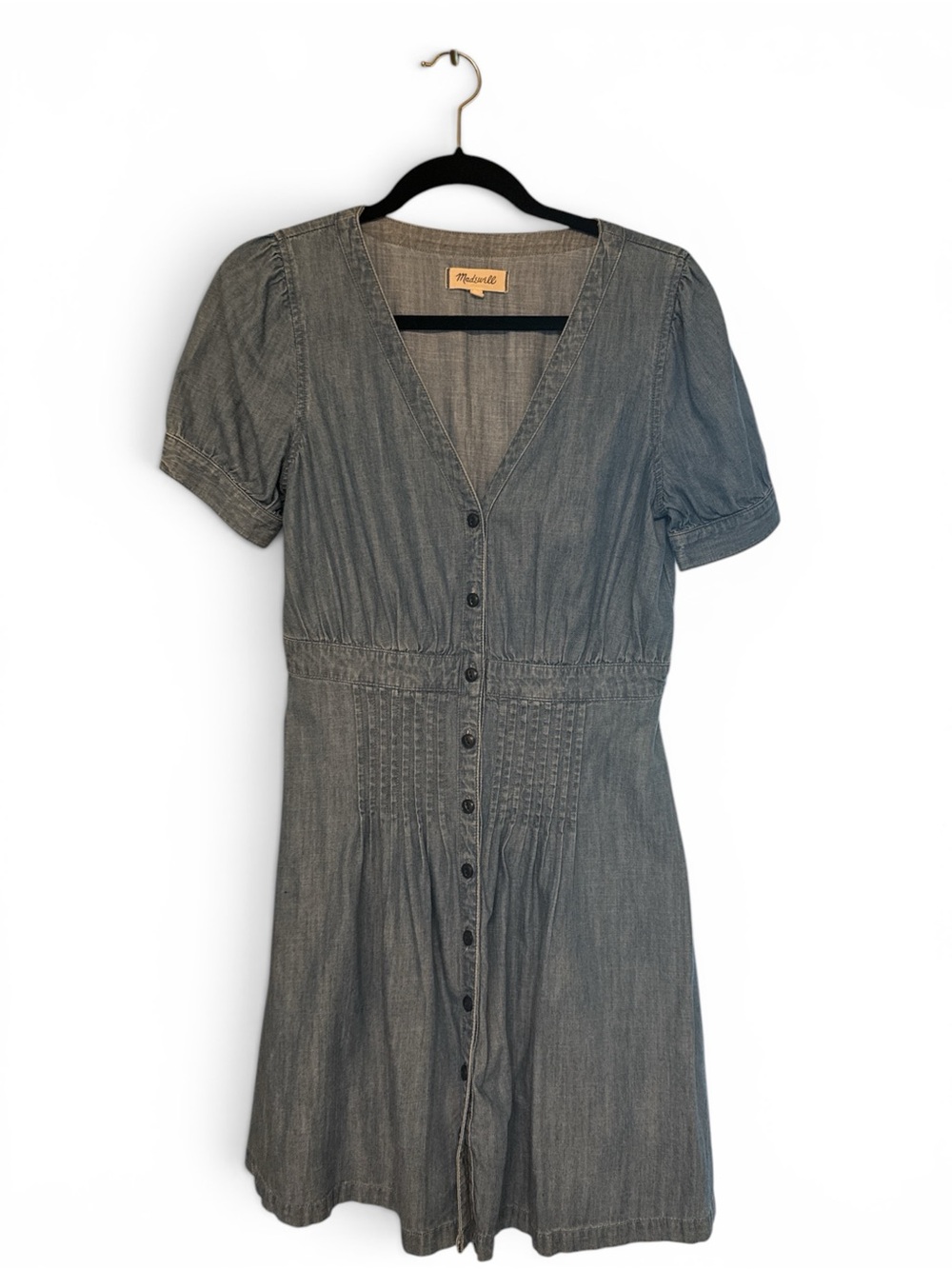 Madewell Washed Gray Button-Front Mini Dress